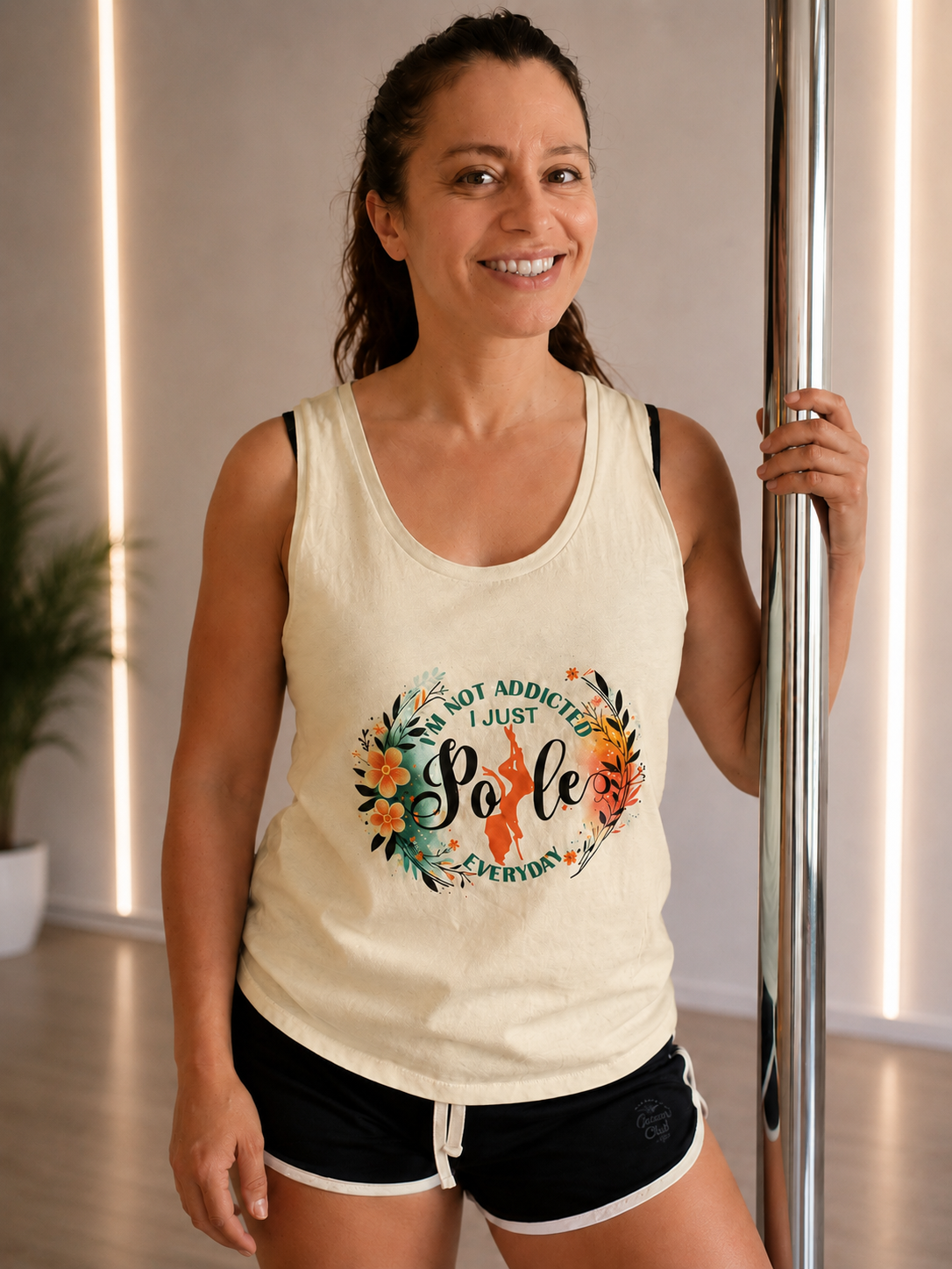 Soospiry Design camiseta tirantes blanca addicted pole dance