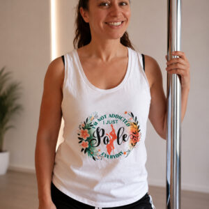 Soospiry Design camiseta tirantes blanca addicted pole dance