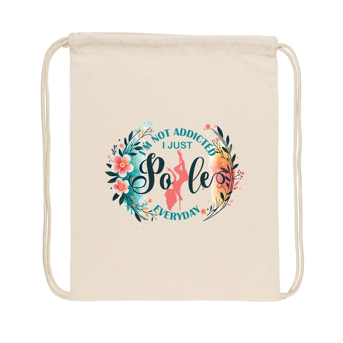 Pole dance bag, pole dance drawstring backpack, addicted polers, pole humor