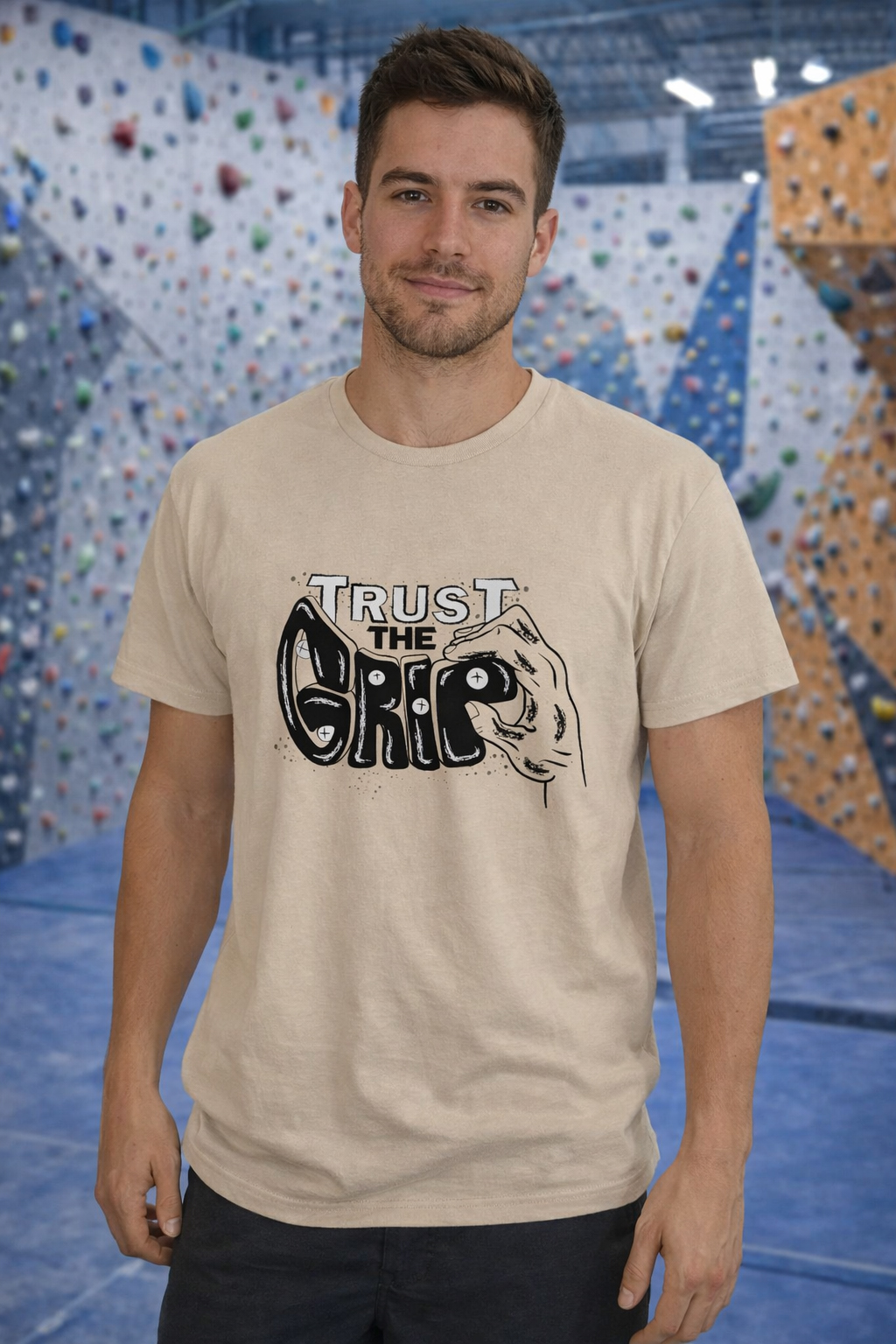 Camiseta escalada unisex trust the grip ash