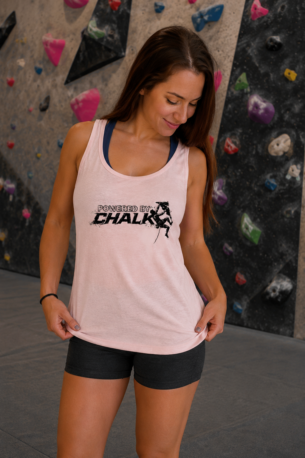 Soospiry Design Camiseta tirantes escalada para rocodromo Powered by chalk