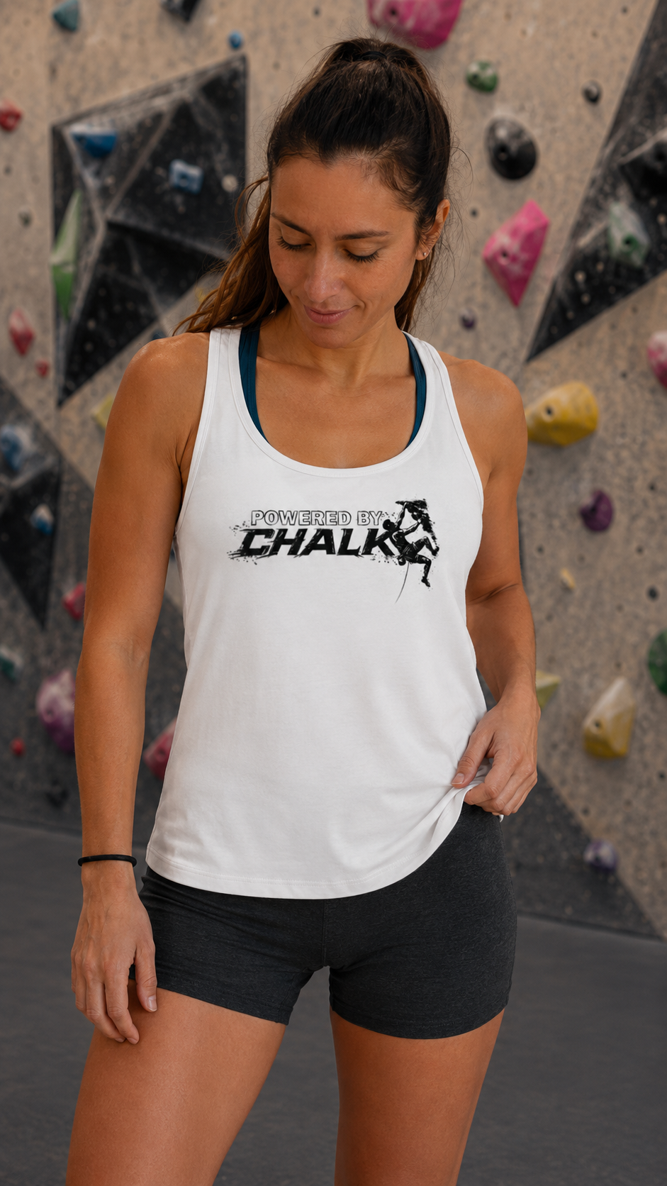 Soospiry Design Camiseta tirantes mujer boulder Powered by chalk