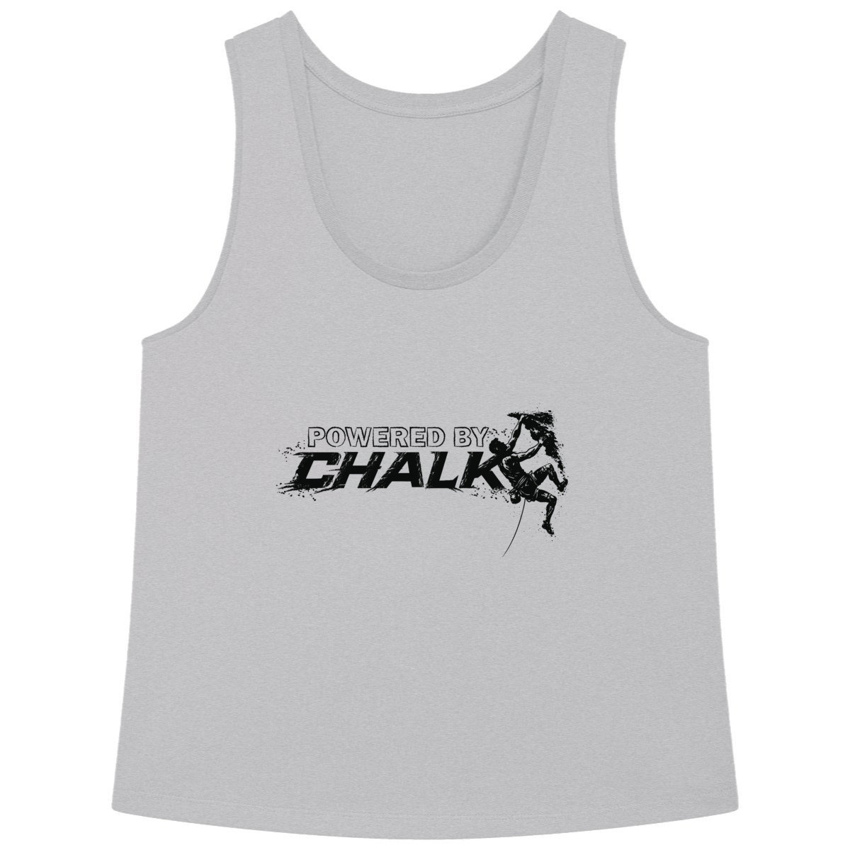 Soospiry Design Camiseta holgada tirantes Powered by chalk para escalada, boulder, rocodromo