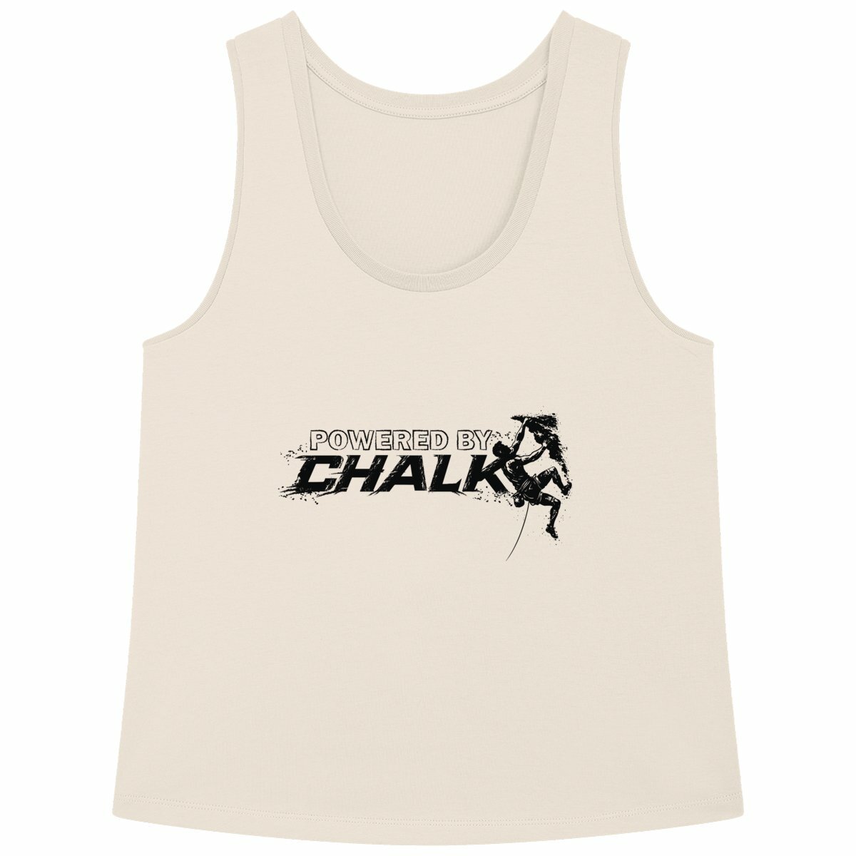 Soospiry Design Camiseta holgada tirantes Powered by chalk para escalada, boulder, rocodromo