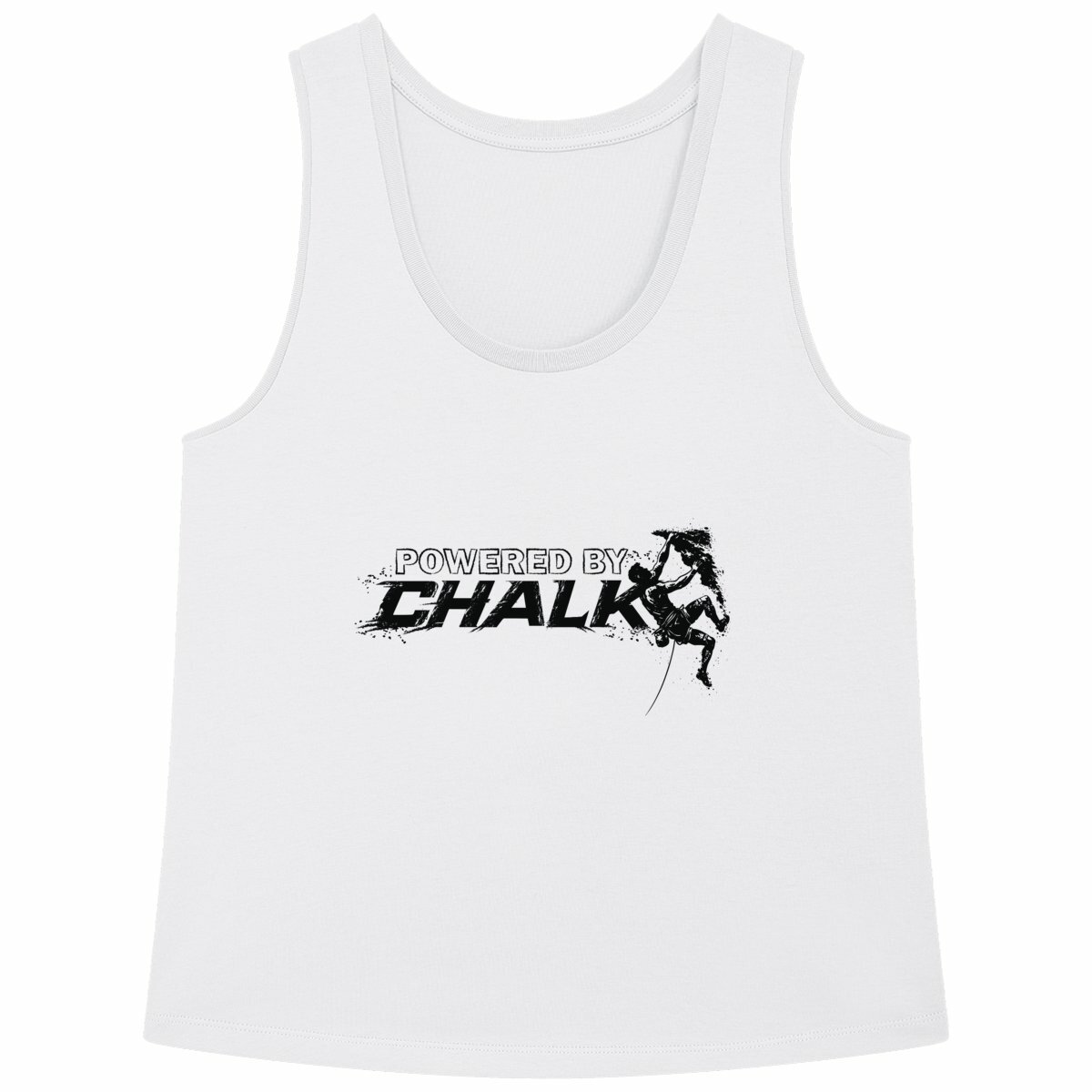 Soospiry Design Camiseta holgada tirantes Powered by chalk para escalada, boulder, rocodromo