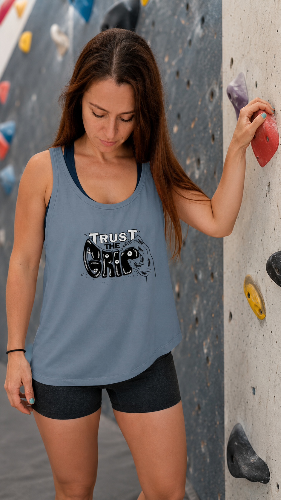 Soospiry design camiseta tirantes slim boulder mujer trust the grip