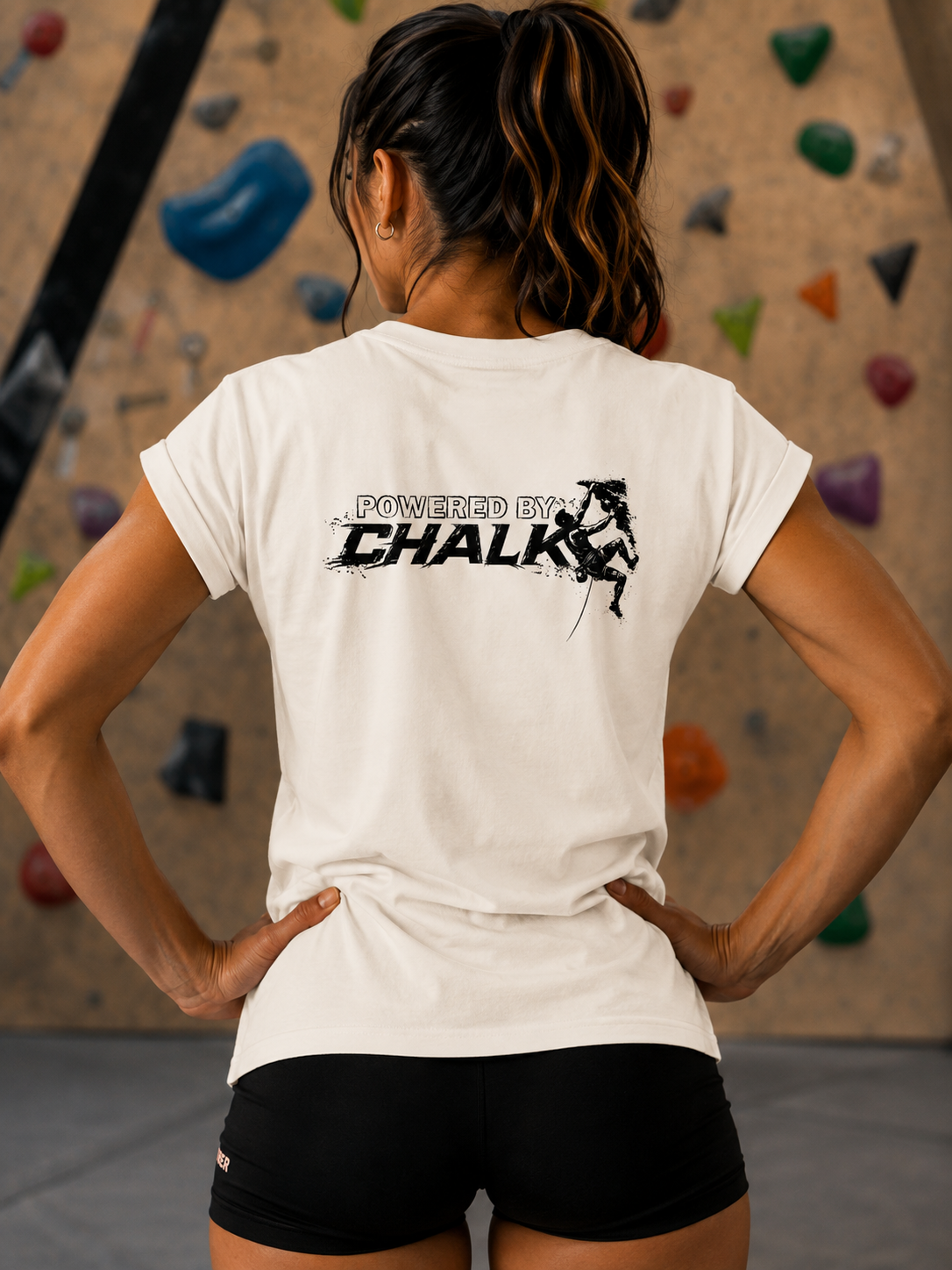 Soospiry Design camisera mujer rocodromo ivory Powered by chalk