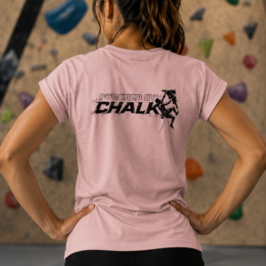 Soospiry Design camisera mujer rocodromo rosa Powered by chalk