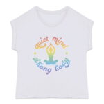 Soospiry Design camiseta mujer ecologica yoga quiet mind strong body arcoíris