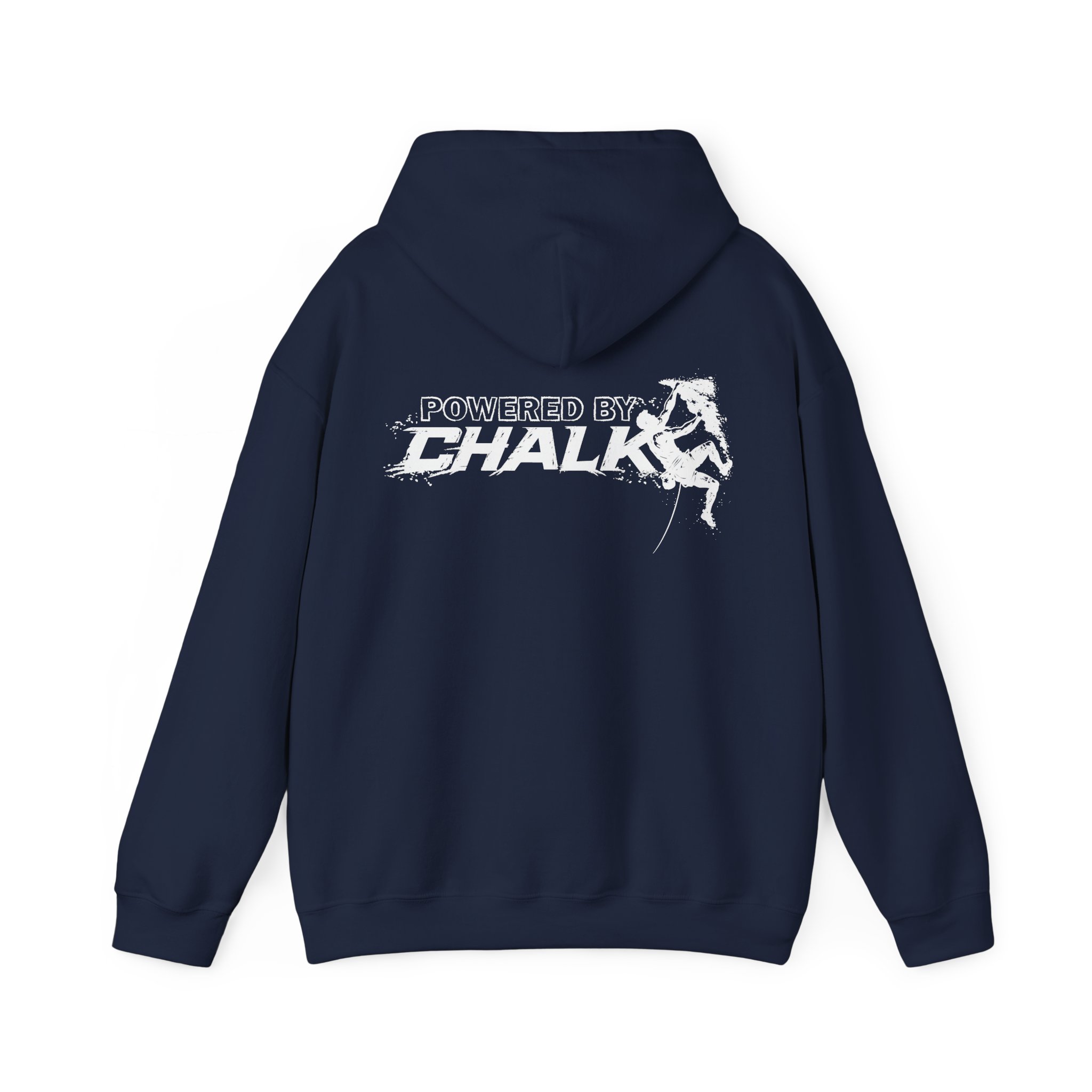 Soospiry Design Sudadera azul navy Powered by Chalk, hoodie unisex para amantes de la escalada