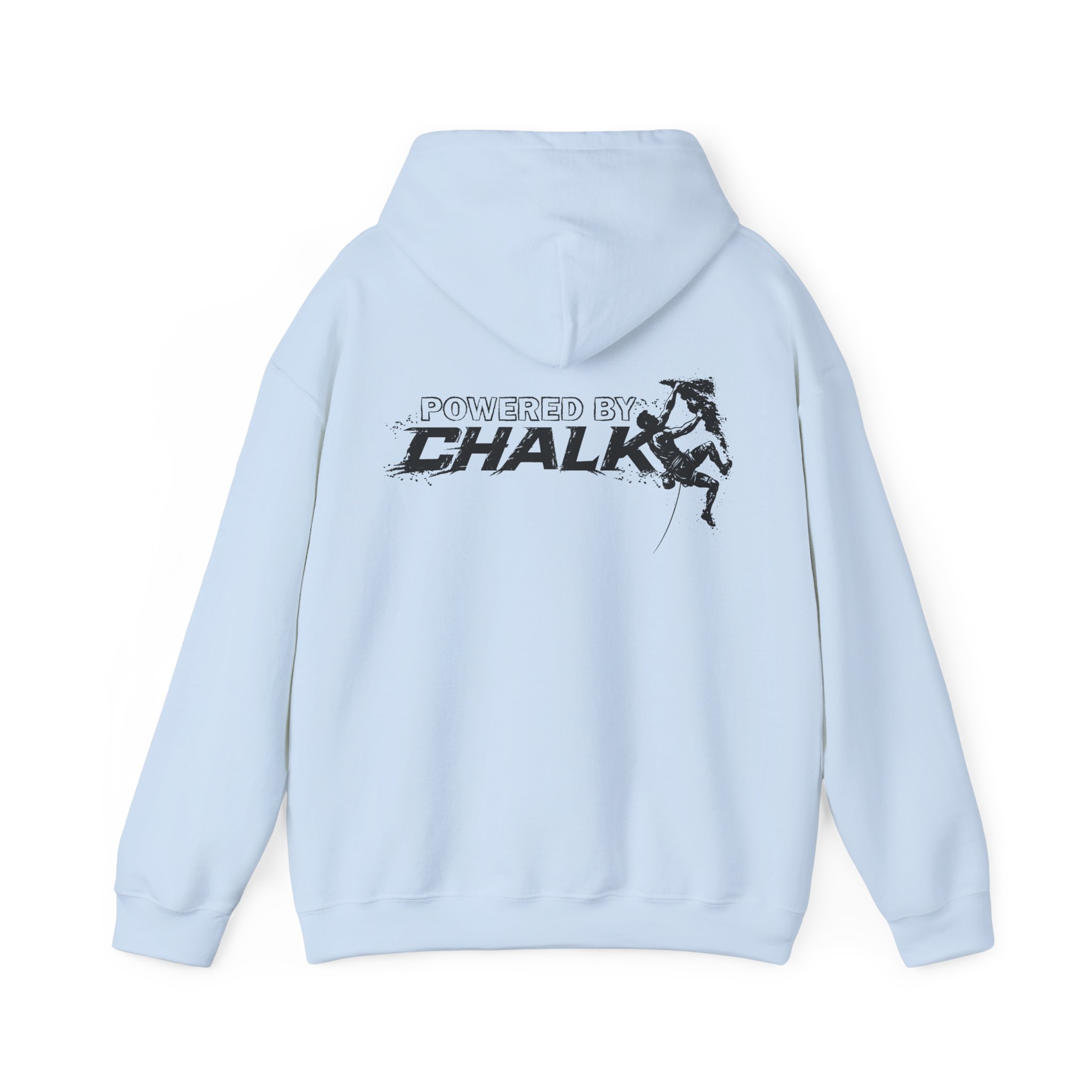 Soospiry Design Sudadera azul claro Powered by Chalk con diseño divertido para escaladores