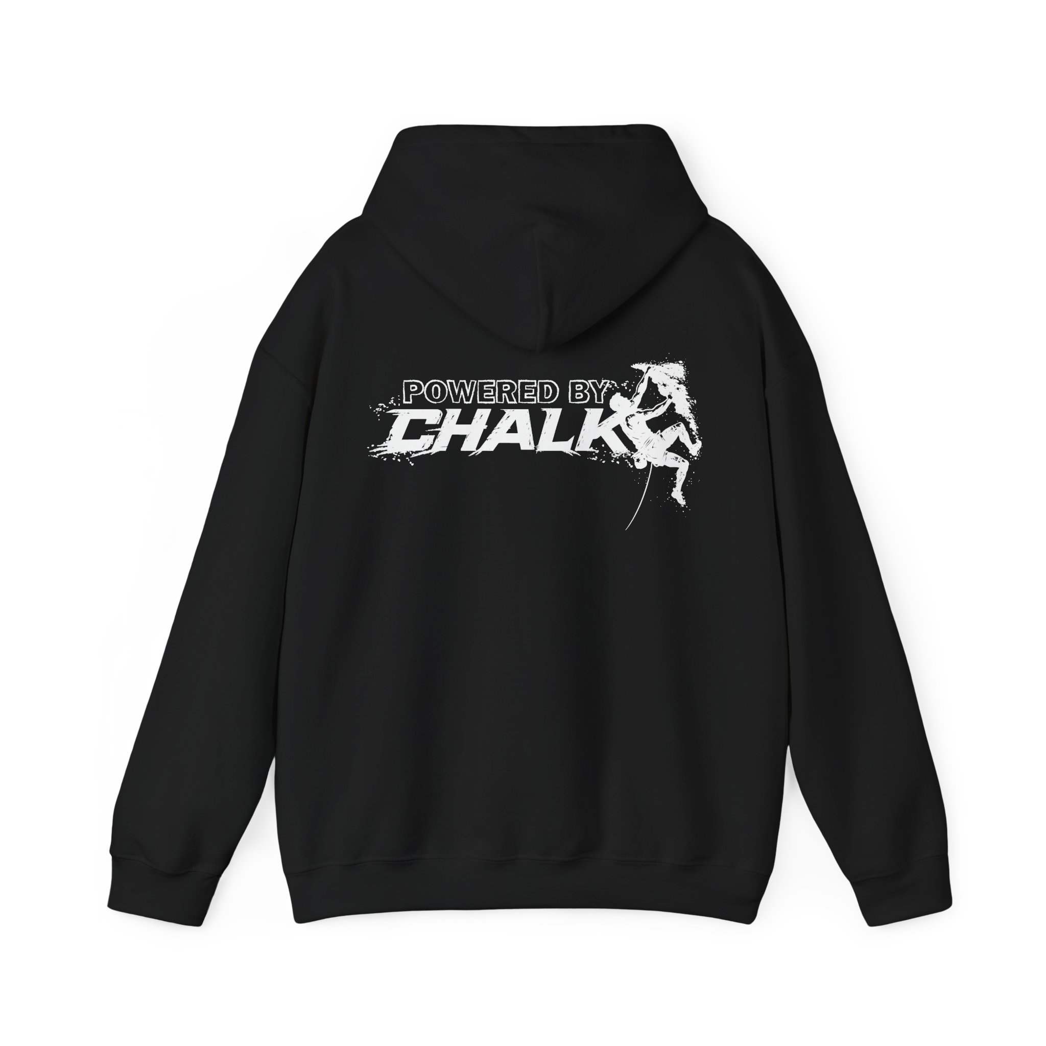 Soospiry Design Sudadera con capucha negra Powered by Chalk para escalada y boulder