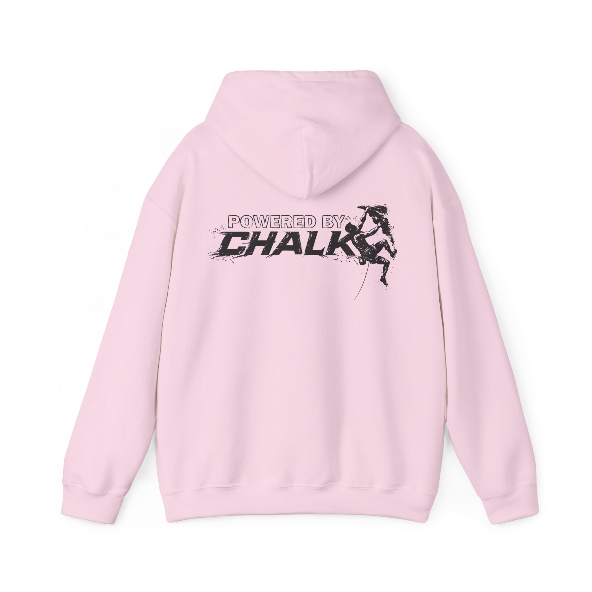 Soospiry design Sudadera rosa claro con capucha y diseño Powered by Chalk para boulder