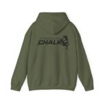 Soospiry Design Sudadera verde militar con capucha Powered by Chalk para escaladores