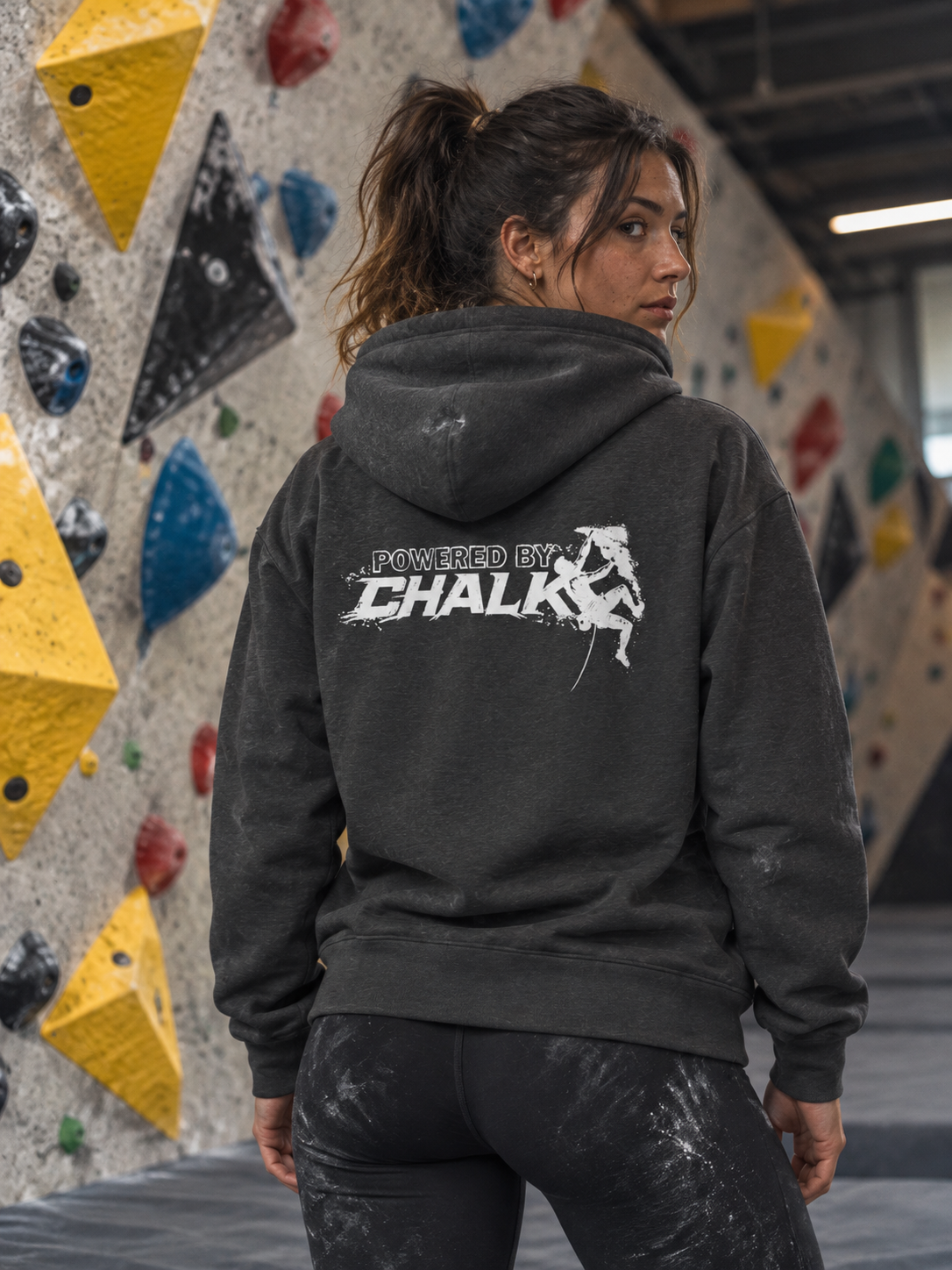 Soospiry Design Hoodie Dark Heather con capucha para escalada y sesiones de boulder