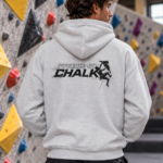 Soospiry Design Hoodie de escalada color ceniza Powered by Chalk para entrenar en el rocódromo
