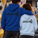 Soospiry Design Sudadera azul claro Powered by Chalk con diseño divertido para escaladores