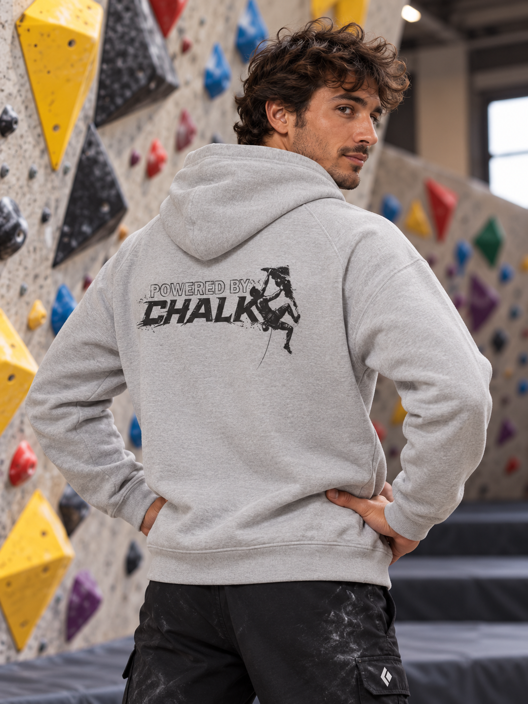 Soospiry Design Sudadera de escalada Sport Grey con capucha y bolsillo delantero