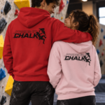 Soospiry design Sudadera rosa claro con capucha y diseño Powered by Chalk para boulder