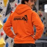 Soospiry Design Sudadera naranja Powered by Chalk para escaladores y amantes del rocódromo