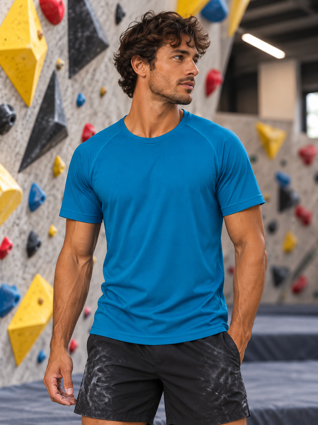 Soospiry Design Camiseta técnica escalada azul Trust the Grip de poliéster reciclado