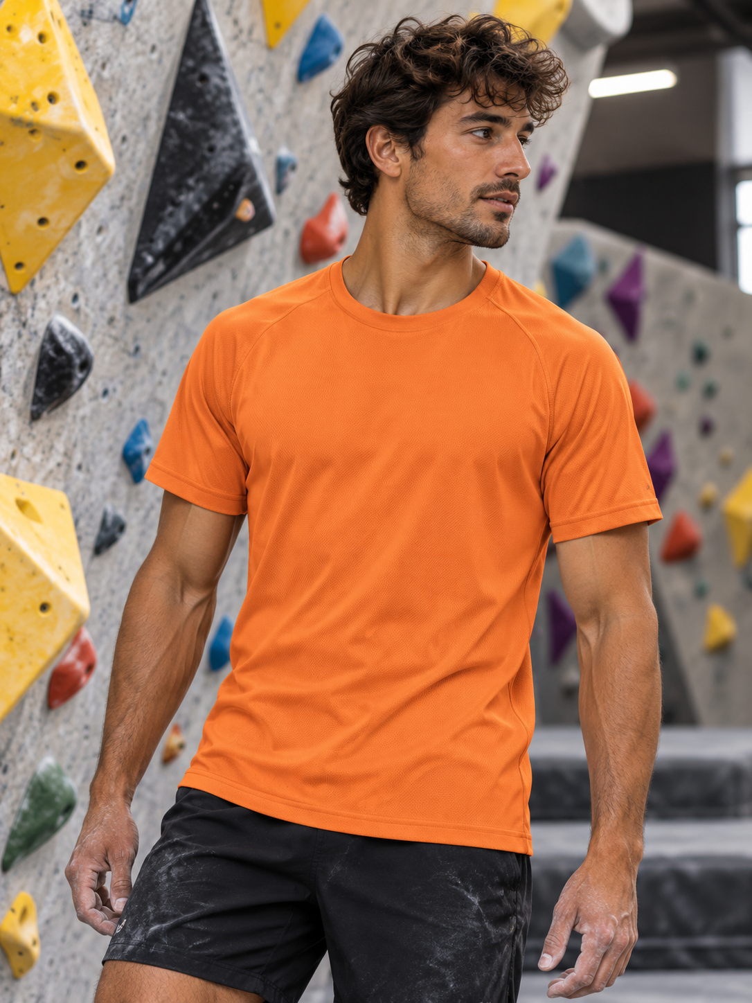 Soospiry Design Camiseta técnica escalada naranja Trust the Grip para escaladores