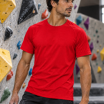 Soospiry design Camiseta técnica escalada Trust the Grip roja con mensaje divertido en la espalda